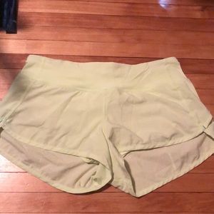 Lime green Lululemon athletic shorts
